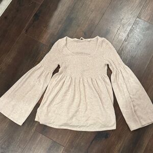 Free People cream Bell Sleeve Blouse